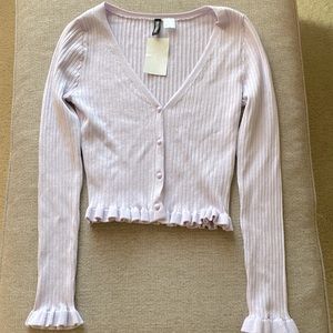 Pastel purple ruffled cardigan